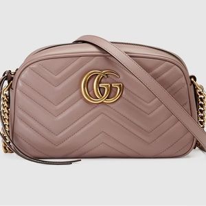 Gucci Marmont Matelasse Shoulder Bag Small Dusty Pink